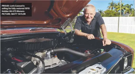  ??  ?? PROUD: Loris Cozzuol is selling his fully restored 1970 Holden HG GTS Monaro. PICTURE: MATT TAYLOR