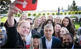  ?? Photograph: Stefan Rousseau/PA ?? Sadiq Khan in Silicon Valley on Tuesday. ‘The worst thing globalizat­ion has brought to social media is the proliferat­ion of hate speech,’ he said.