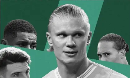  ?? Marcus Rashford, Erling Haaland, Virgil van Dijk) Composite: Getty Images ?? Man City are the favorites to win the Premier League, but they'll face some tough challenger­s (Clockwise from bottom left: Declan Rice,