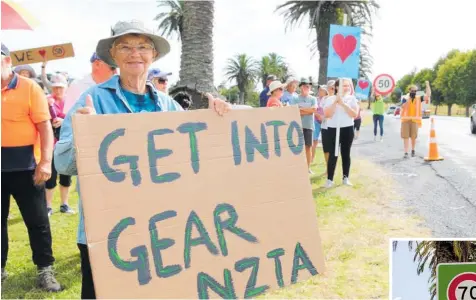  ?? Photo / Supplied ?? Jane Wells was among the protesters in February pushing NZTA to reduce the speed limit coming into Waihi from Paeroa.