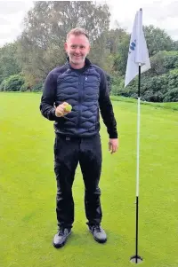  ??  ?? ●●Jonathan Coverley is pictured after retrieving his ball from the sixth hole