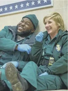  ?? ?? 0 Samson Kayo as Maleek and Jane Horrocks as Wendy in the new season of Bloods