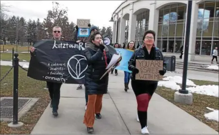  ?? LISA MITCHELL — DIGITAL FIRST MEDIA ?? Kutztown Resist, a Kutztown University coalition, hosted a Solidarity March and rally on campus Feb. 16.