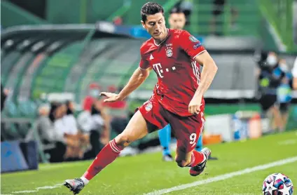  ??  ?? Main man: Bayern Munich’s Robert Lewandowsk­i needs two goals to equal Cristiano Ronaldo’s haul of 17 goals in a single Champions League campaign