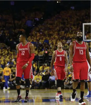  ??  ?? There will pressure for the Rockets to get things right — but Dwight Howard, left, likely won’t be a part of any plans for the future.