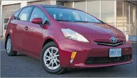  ?? PHOTOS: LIZ LEGGETT SPECIAL TO THE GAZETTE ?? The 2012 Prius v has taken some styling cues from it’s sibling marque Scion to appeal to young, growing families with active lifestyles.