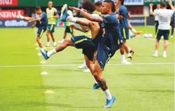  ?? Reuters ?? Brazil’s Gabriel Jesus trains during a practice session at the Ernst Happel Stadium, Vienna yesterday. Brazil is one of the favourites to win the World Cup.