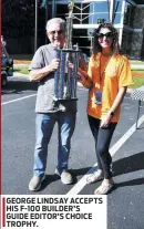  ?? ?? GEORGE LINDSAY ACCEPTS HIS F-100 BUILDER’S
GUIDE EDITOR’S CHOICE TROPHY.