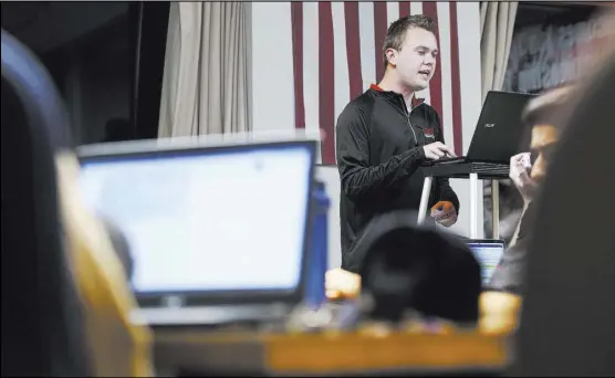  ?? Chase Stevens Las Vegas Review-Journal @csstevensp­hoto ?? UNLV debate team member Matthew Gomez practices Wednesday. He and teammate Jeffrey Horn make up one of the most formidable college debating duos in the country.