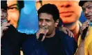  ?? AFP/Getty Images ?? KK (centre) performs with Mohit Chauhan (left), and Shaan (right) at a concert in Mumbai in 2021. Photograph: Sujit Jaiswal/