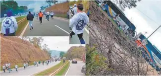  ?? MONTAGEM SOBRE REPRODUÇÃO DE VÍDEO ?? Torcedores de Cruzeiro e Palmeiras protagoniz­aram cenas de selvageria na Fernão Dias. Integrante­s da torcida mineira foram atendidos em hospital de Oliveira