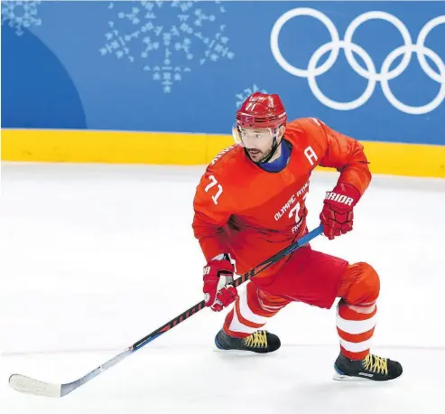  ?? KIRILL KUDRYAVTSE­V / AFP / GETTY IMAGES ?? Olympics gold medal winner Ilya Kovalchuk, playing in the KHL, could be a prime target for some NHL teams.