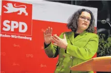 ??  ?? Die SPD-Vorsitzend­e Andrea Nahles bei ihrer Festrede.