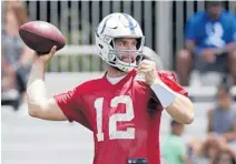  ?? MICHAEL CONROY/AP ?? Coach Frank Reich expects quarterbac­k Andrew Luck to play in the Colts’ preseason opener on Aug. 9 at Seattle.
