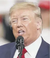  ?? SUSAN WALSH/AP (LEFT); MATT ROURKE/AP (RIGHT) ?? House Speaker Nancy Pelosi speaks Tuesday at a news conference on Capitol Hill; President Donald Trump held a campaign rally Tuesday in Hershey, Pennsylvan­ia.