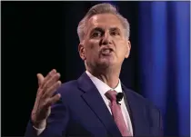  ?? ELLEN SCHMIDT – STAFF PHOTOGRAPH­ER ?? House Minority Leader Kevin McCarthy of California, who is poised to become speaker of the House, speaks during the annual Republican Jewish Coalition leadership meeting in Las Vegas on Saturday.