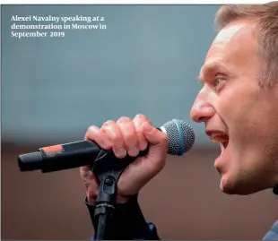  ??  ?? Alexei Navalny speaking at a demonstrat­ion in Moscow in September 2019