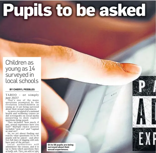  ?? ?? S4 to S6 pupils are being surveyed about their sexual experience­s.