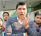  ?? — PTI ?? AAP leader Saurabh Bharadwaj talks to the media at the party office in New Delhi on Friday.