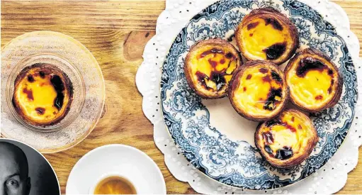  ?? Inset: Leandro Carreira, author of Portugal: The Cookbook. Photo / Supplied ?? Custard tarts are a classic sweet treat of Portuguese cuisine. Photo / Mario Ambrozio and Rafael Rodrigues, Raw Studio