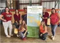  ?? ?? Photo courtesy Amanda Kayatani Realtors Associatio­n of Maui members (from left) Candace Shaw, Sharloma Cleveland, Susan Anton, Andrena White, Amanda Kayatani, Gerrianne Sakamoto, and Alysha K. Nichols-Sparkman filled 800 bags with food at the Maui Food Bank’s Wailuku warehouse on Valentine’s Day.