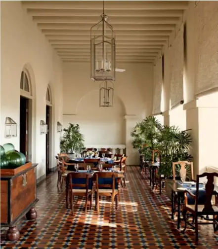  ??  ?? The al fresco dining verandah at Amangalla retains the colonial charm of the 17th-century building.