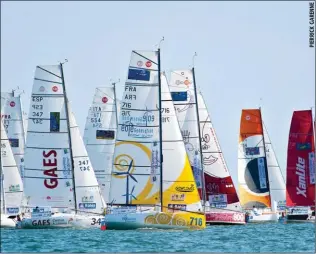  ??  ?? Comme lors de l’édition 2011 (notre photo), le départ de la prochaine Mini-Transat sera donné à La Rochelle le 1er octobre prochain. De quoi dynamiser sérieuseum­ent pôle Mini local...