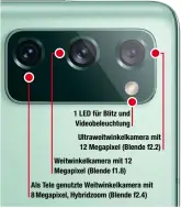  ??  ?? Die Bildqualit­ät der Tripelkame­ra des Galaxy S20 FE 5G überzeugt sowohl in heller als auch in dunkler Umgebung. Die Au ösung der Telekamera ist mit nur acht Megapixel aber recht knapp bemessen.