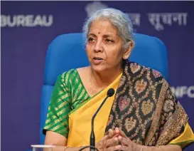  ?? (AFP) ?? India's Finance minister Nirmala Sitharaman addresses the members of the media during a post budget news conference in New Delhi on Wednesday