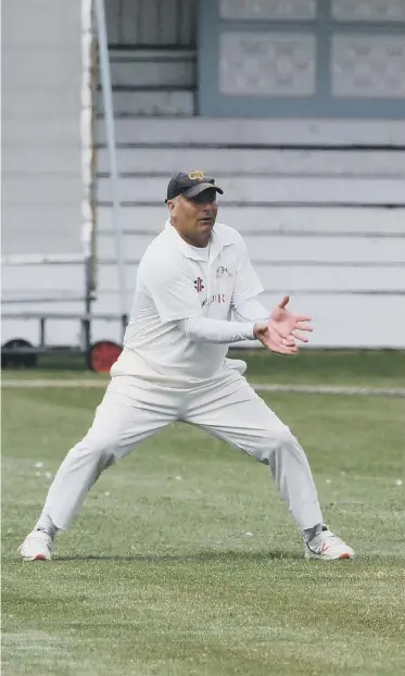  ??  ?? Sunderland batsman Zarheer Shabaz almost plays on to his stumps off the bowling of Crook's Steven Chapman, at