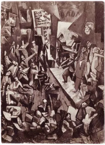  ?? Abb.: Museum Zürich ?? Marcel Jancos verscholle­nes Gemälde »Cabaret Voltaire« (1916).
