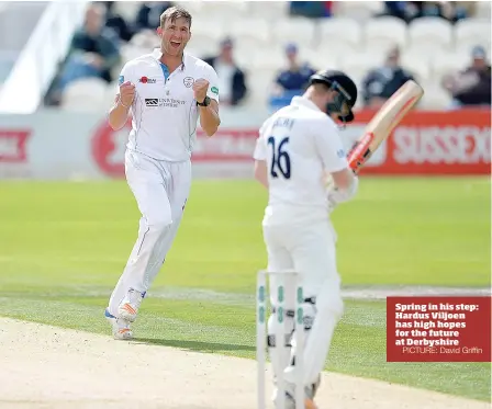  ?? PICTURE: David Griffin ?? Spring in his step: Hardus Viljoen has high hopes for the future at Derbyshire