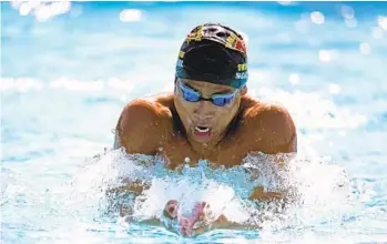  ?? DENIS POROY FOR THE U-T ?? Logan Noguchi of Torrey Pines is on his way to setting a section record in the 200-yard individual medley.