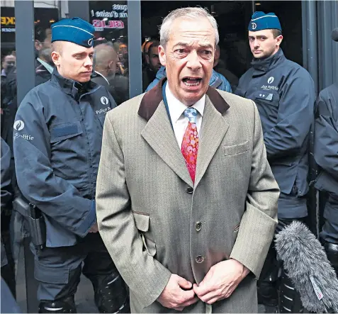  ?? ?? The National Conservati­sm Conference in Brussels was shut down mid-event as Nigel Farage gave his speech. No10 called the incident ‘extremely disturbing’