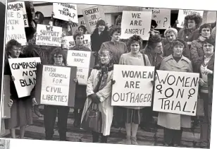  ??  ?? Support: Joanne Hayes and her daughter Yvonne, two, in 1984 and, above, women protesting outside the Kerry Babies Tribunal in Tralee