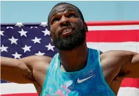  ?? — AFP ?? Ameer Webb looks on after winning the men’s 200m final.