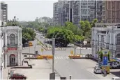  ?? — PTI ?? Connaught Place wears a deserted look during weekend lockdown in New Delhi on Saturday.