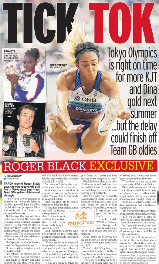  ??  ?? DiNAMite Asher-Smith with her haul from the 2019 Worlds in Doha silver bullet Black after Atlanta in 1996 sHe’s top kAt World No.1 KJT