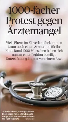  ?? FOTO: PIXABAY ?? Zu viele Patienten, zu wenige Termine. Eltern klagen immer öfter über Ärztemange­l. 955 Unterzeich­ner hat die Online-Petition bereits.