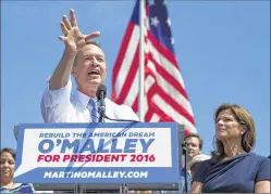  ??  ?? ASSOCIATED PRESS Former Maryland Gov. Martin O'Malley speaks Saturday during an event in Baltimore to announce that he is entering the Democratic presidenti­al race.