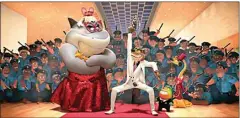  ?? DREAMWORKS ANIMATION VIA AP ?? This image released by DreamWorks Animation shows animated characters, foreground from left, Shark, voiced by Craig Robinson, Wolf, voiced by Sam Rockwell, Piranha, voiced by Anthony Ramos and Snake, voiced by Marc Maron in “The Bad Guys.”