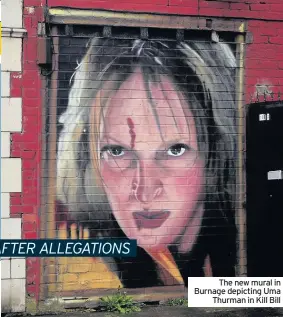  ??  ?? The new mural in Burnage depicting Uma Thurman in Kill Bill