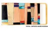  ??  ?? FOTOS: CORTESÍA HEARD MUSEUM Sonwai — Verma Nequatewa (Hopi, b. 1949), Hebilla, 2017. Coral, turquesa, lapis lázuli, sugilita, madera, marfil fosilizado, concha de abulón y oro de 18 quilates. Colección de Quincalee Brown y James P. Simsarian.