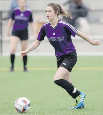  ??  ?? Brea Christie’s Royal Bay Ravens came up just short against Oak Bay in the Ryan Cup quarter-finals Tuesday, but Christie still has Islands and a career at UVic ahead of her.