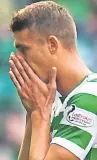  ??  ?? Jozo Simunovic shows his disappoint­ment after being show a straight red card for a challenge in the 12th minute.