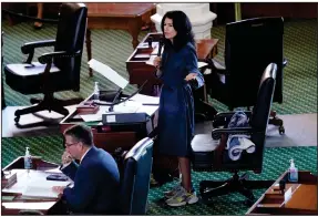  ?? (AP/Eric Gay) ?? Texas state Sen. Carol Alvarado, starting Wednesday, stood for 15 hours at the Capitol in Austin to question the need for Republican-sponsored changes to elections.