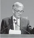  ?? [AP PHOTO] ?? Federal Reserve Chairman Jerome Powell speaks before the Economic Club of Chicago in Chicago. The Federal Reserve says that the economy is doing well, so it has raised its key rates recently and is expected to do so again in the near future.