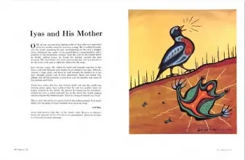  ??  ?? Left: An article in the Spring 1974 issue of The Beaver shows Carl Ray’s painting Iyas and His Mother.