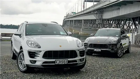  ??  ?? New bookends for Macan range: $110k four-cylinder, left, and the $180k Turbo Performanc­e Package, right.