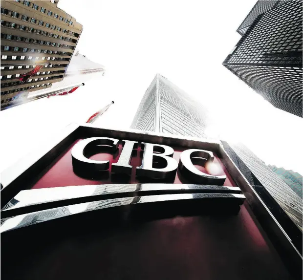 ?? NATHAN DENETTE / THE CANADIAN PRESS FILES ?? Canada’s big banks, including CIBC, are expecting their growth figures to continue to ease through 2019 and 2020.